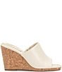 Color:Creamy White - Image 2 - Fayla Leather Cork Wedge Sandals