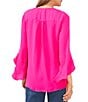 Color:Hot Pink - Image 2 - 3/4 Flutter Sleeve V-Neck Crisscross Front Tunic