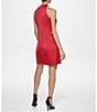 Color:Red - Image 2 - Halter Neck Sleeveless Satin Bow Dress