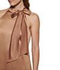 Color:Bronze - Image 3 - Halter Neck Sleeveless Satin Bow Dress