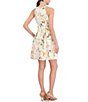 Color:Blush - Image 2 - Jacquard Floral Print Halter Neck Sleeveless Fit and Flare Pocketed Dress