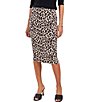 Color:Rich Black - Image 1 - Leopard Print Pull-On Midi Pencil Skirt