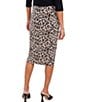 Color:Rich Black - Image 2 - Leopard Print Pull-On Midi Pencil Skirt