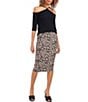 Color:Rich Black - Image 3 - Leopard Print Pull-On Midi Pencil Skirt