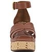 Color:Whiskey - Image 5 - Linoah Leather Espadrille Wedge Platform Sandals