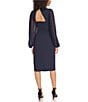 Color:Navy - Image 2 - Long Sleeve Front Twisted Chiffon Dress