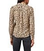 Color:Khaki Haze - Image 2 - Long Sleeve Leopard Print Button Front Blouse
