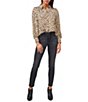 Color:Khaki Haze - Image 3 - Long Sleeve Leopard Print Button Front Blouse