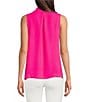 Color:Hot Pink - Image 2 - Luxe Crepe de Chine Sleeveless Cowl Neck Tank Top