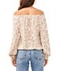Color:Soft Cream - Image 2 - Luxe CDC Spotted Print Off-The-Shoulder Long Blouson Sleeve Elastic Tie Hem Blouse
