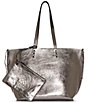 Color:Pewter - Image 1 - Metallic Pewter Large Tote Bag