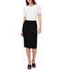 Color:Rich Black - Image 3 - Elastic Waist Straight Pull-On Pencil Skirt