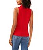 Color:Tulip Red - Image 2 - Mock Neck Sleeveless Mesh Top