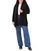 Color:Rich Black - Image 3 - Plus Size Long Sleeve Knit Tunic Cardigan