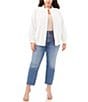 Color:New Ivory - Image 3 - Plus Size Soho Stretch Twill Banded Collar Long Sleeve Zip Front Bomber Jacket