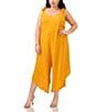 Color:Tuscan Sun - Image 1 - Plus Size V Neck Sleeveless Jumpsuit