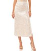 Color:Clay - Image 1 - Shadow Leopard Print Sequin A-Line Midi Skirt