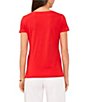Color:Tulip Red - Image 2 - Short Sleeve Crew Neck Knit Tee Shirt