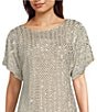 Color:Champagne - Image 3 - Short Sleeve Round Neck Sequined Shift Mini Dress