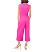 Color:Hot Pink - Image 2 - Sleeveless Belted Wide Leg Crop Jumpsuit