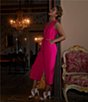 Color:Hot Pink - Image 4 - Sleeveless Belted Wide Leg Crop Jumpsuit