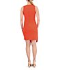 Color:Poppy - Image 2 - Sleeveless Cut-Out Sheath Asymmetrical Wrap Skirt Dress