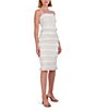 Color:Ivory - Image 3 - Square Neck Sleeveless Tiered Ruffle Detail Sheath Dress