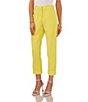 Color:Bright Lemon - Image 1 - Straight Leg Front Pleat Cuffed Hem Soho Stretch Twill Tailored Pants