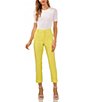 Color:Bright Lemon - Image 3 - Straight Leg Front Pleat Cuffed Hem Soho Stretch Twill Tailored Pants