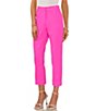 Color:Hot Pink - Image 1 - Straight Leg Front Pleat Cuffed Hem Soho Stretch Twill Tailored Pants