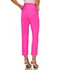 Color:Hot Pink - Image 2 - Straight Leg Front Pleat Cuffed Hem Soho Stretch Twill Tailored Pants