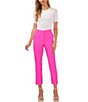 Color:Hot Pink - Image 3 - Straight Leg Front Pleat Cuffed Hem Soho Stretch Twill Tailored Pants