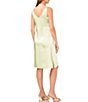 Color:Foam Green - Image 2 - Textured Satin V-Neck Sleeveless Side Slit Knee Length Slip Dress