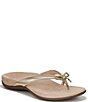 Color:Gold - Image 1 - Bella Ribbed Metallic Bow Detail Thong Sandals
