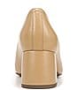 Color:Camel - Image 3 - Carmel Leather Block Heel Pumps