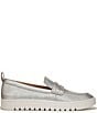 Color:Silver Metallic - Image 2 - Uptown Leather Packable Travel Penny Loafers