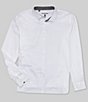 Color:White - Image 1 - Big & Tall Jacquard Long Sleeve Woven Shirt