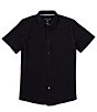 Color:Black - Image 1 - Stretch Textured Short Sleeve Woven Shirt