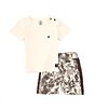 Color:Bone - Image 1 - Baby Boys 12-24 Months Short Sleeve Solid Pocket T-Shirt & Printed Shorts Set