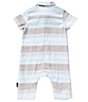 Color:Light Blue - Image 2 - Baby Boys Newborn-9 Months Short Sleeve Printed Linen-Blend Coverall