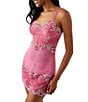 Color:Hot Pink/Multi - Image 3 - Embrace Lace® Adjustable Strap Mesh Short Chemise