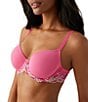 Color:Hot Pink/Multi - Image 4 - Embrace Lace® Seamless Underwire T-Shirt Bra
