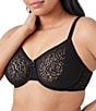 Color:Black - Image 3 - Halo Floral Lace Unlined Underwire Center Bow Bra