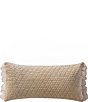 Color:Ivory/Gold - Image 1 - Ansonia Quilted Velvet & Ruffled Georgette Breakfast Pillow