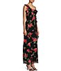 Color:Black Floral - Image 3 - Floral Draped Ruffle V Neck Sleeveless Maxi Dress