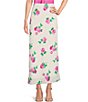 Color:Hot Pink Roses - Image 1 - Wayf Floral Print High Rise Midi Slip Skirt