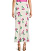 Color:Hot Pink Roses - Image 2 - Wayf Floral Print High Rise Midi Slip Skirt