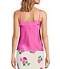 Color:Hot Pink - Image 2 - Square Neck Sleeveless Spaghetti Strap Top