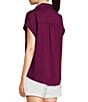 Color:Plum Caspia - Image 4 - Camp Short Sleeve Point Collar Button Front Shirt