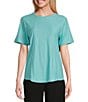 Color:Amazon Blue - Image 1 - Short Sleeve Solid Knit Tee Shirt